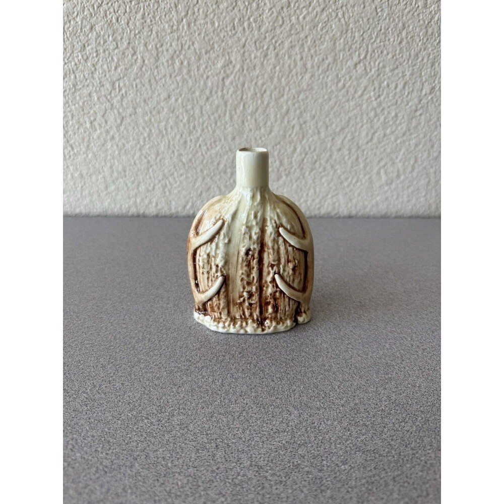 Vintage Austria Ceramic Bud Vase Brown Cream Textured Relief 4.75” Mid Century